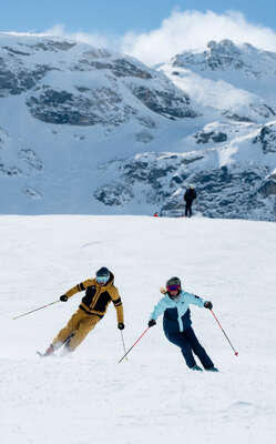 Skiers in the Tignes ski area